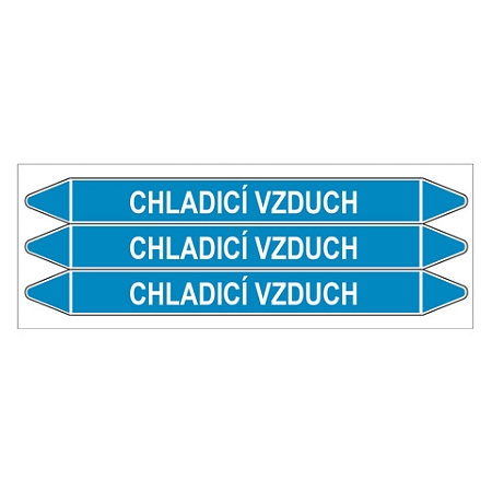 Značení potrubí, chladicí vzduch,3 ks, 355 × 37 mm